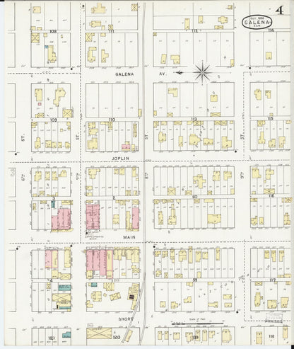Sanborn Fire Insurance Map from Galena, Cherokee County, Kansas (1894), Sheet #0004 - Complete Map Set gallery image, historic Sanborn map, vintage wall art, Kansas Kansas