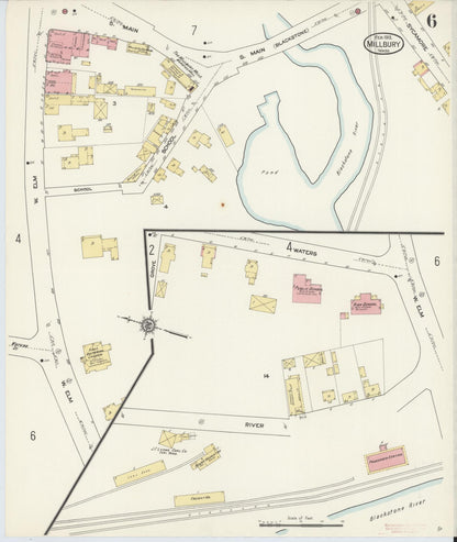 Sanborn Fire Insurance Map from Millbury, Worcester County, Massachusetts (1913), Sheet #0006 - Complete Map Set gallery image, historic Sanborn map, vintage wall art, Massachusetts Massachusetts