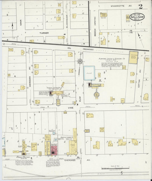 Sanborn Fire Insurance Map from Sallisaw, Sequoyah County, Oklahoma (1918), Sheet #0002 - Historic Sanborn Fire Insurance Map Print, vintage old map wall art, antique decor, genealogy gift, Oklahoma Oklahoma map