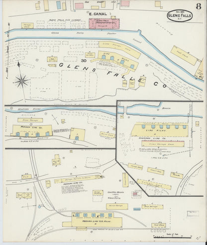 Sanborn Fire Insurance Map from Glens Falls, Warren County, New York (1890), Sheet #0008 - Complete Map Set gallery image, historic Sanborn map, vintage wall art, New York New York