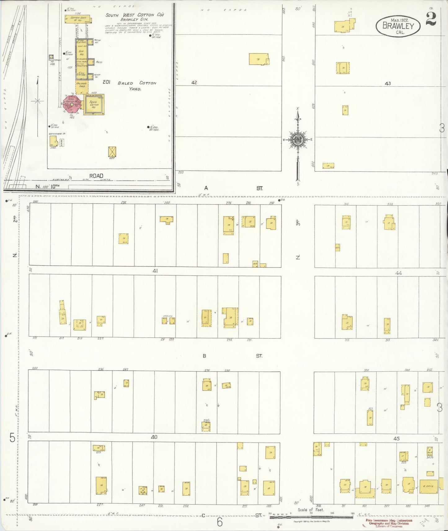 Sanborn Fire Insurance Map from Brawley, Imperial County, California (1922), Sheet #0002 - Complete Map Set gallery image, historic Sanborn map, vintage wall art, California California