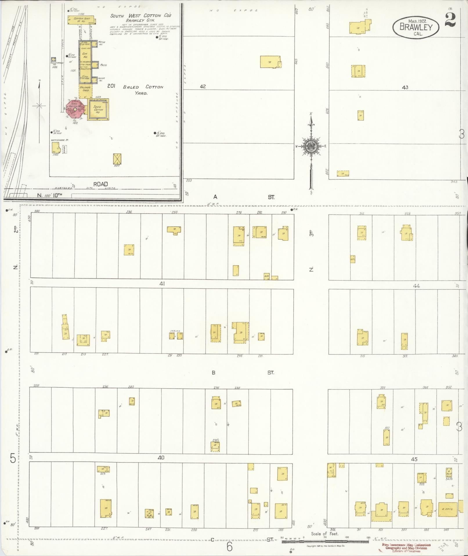 Sanborn Fire Insurance Map from Brawley, Imperial County, California (1922), Sheet #0002 - Complete Map Set gallery image, historic Sanborn map, vintage wall art, California California