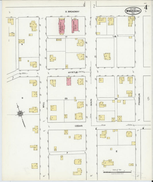 Sanborn Fire Insurance Map from Winnsboro, Wood County, Texas (1921), Sheet #0004 - Historic Sanborn Fire Insurance Map Print, vintage old map wall art, antique decor, genealogy gift, Texas Texas map
