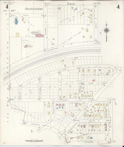 Sanborn Fire Insurance Map from Glen Ellyn, Du Page County, Illinois (1946), Sheet #0004 - Complete Map Set gallery image, historic Sanborn map, vintage wall art, Illinois Illinois
