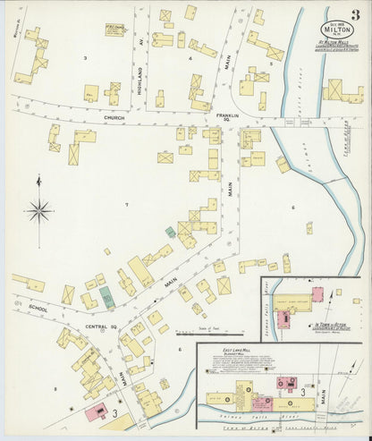 Sanborn Fire Insurance Map from Milton, Strafford County, New Hampshire (1908), Sheet #0003 - Complete Map Set gallery image, historic Sanborn map, vintage wall art, New Hampshire New Hampshire