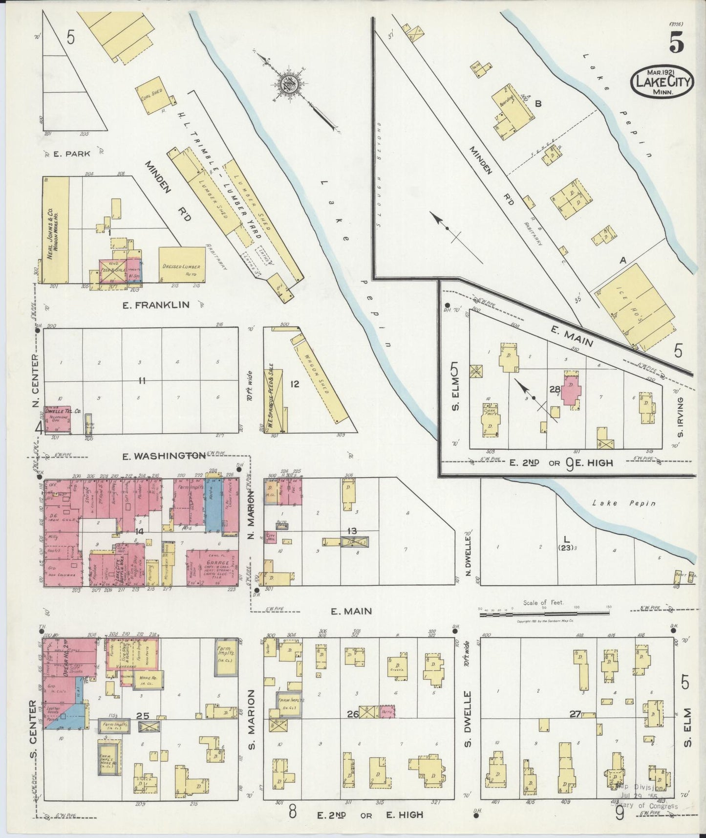 Sanborn Fire Insurance Map from Lake City, Wabasha County, Minnesota (1921), Sheet #0005 - Complete Map Set gallery image, historic Sanborn map, vintage wall art, Minnesota Minnesota