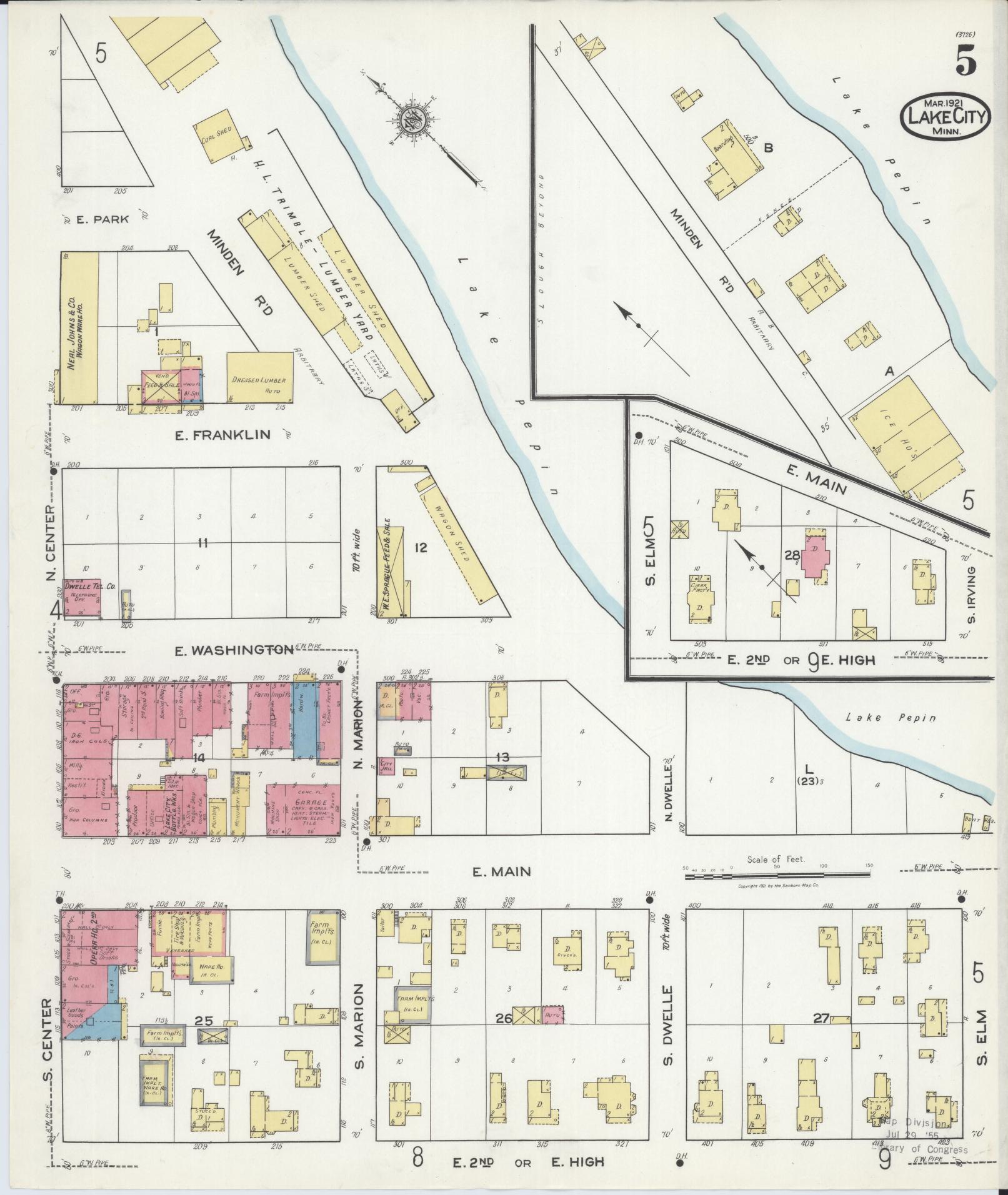 Sanborn Fire Insurance Map from Lake City, Wabasha County, Minnesota (1921), Sheet #0005 - Complete Map Set gallery image, historic Sanborn map, vintage wall art, Minnesota Minnesota