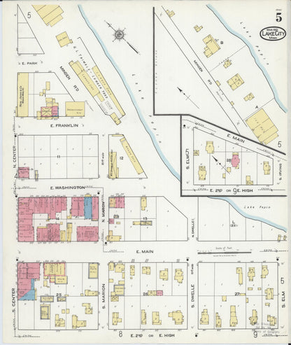 Sanborn Fire Insurance Map from Lake City, Wabasha County, Minnesota (1921), Sheet #0005 - Complete Map Set gallery image, historic Sanborn map, vintage wall art, Minnesota Minnesota