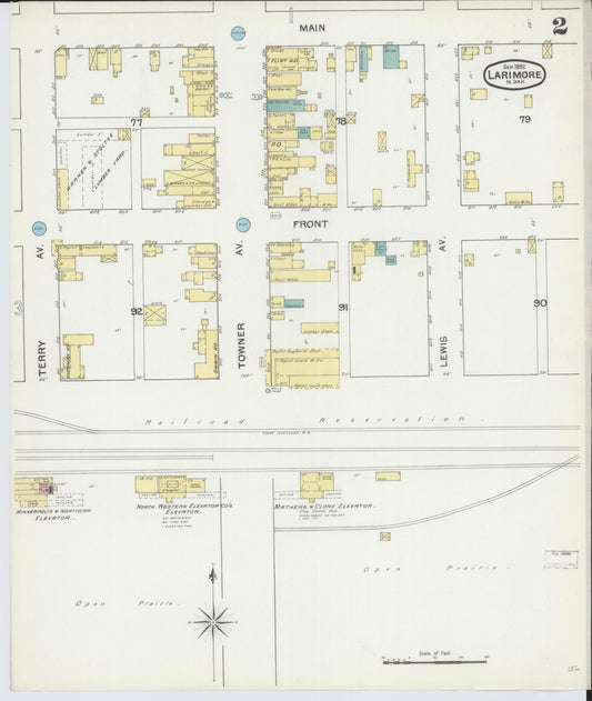 Sanborn Fire Insurance Map from Larimore, Grand Forks County, North Dakota (1892), Sheet #0002 - Historic Sanborn Fire Insurance Map Print, vintage old map wall art, antique decor, genealogy gift, North Dakota North Dakota map