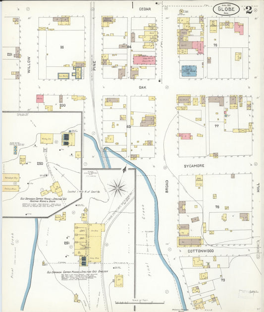 Sanborn Fire Insurance Map from Globe, Gila County, Arizona (1901), Sheet #0002 - Historic Sanborn Fire Insurance Map Print, vintage old map wall art, antique decor, genealogy gift, Arizona Arizona map