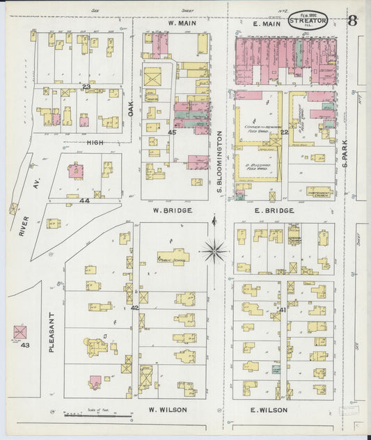 Sanborn Fire Insurance Map from Streator, La Salle County, Illinois (1892), Sheet #0008 - Historic Sanborn Fire Insurance Map Print, vintage old map wall art, antique decor, genealogy gift, Illinois Illinois map
