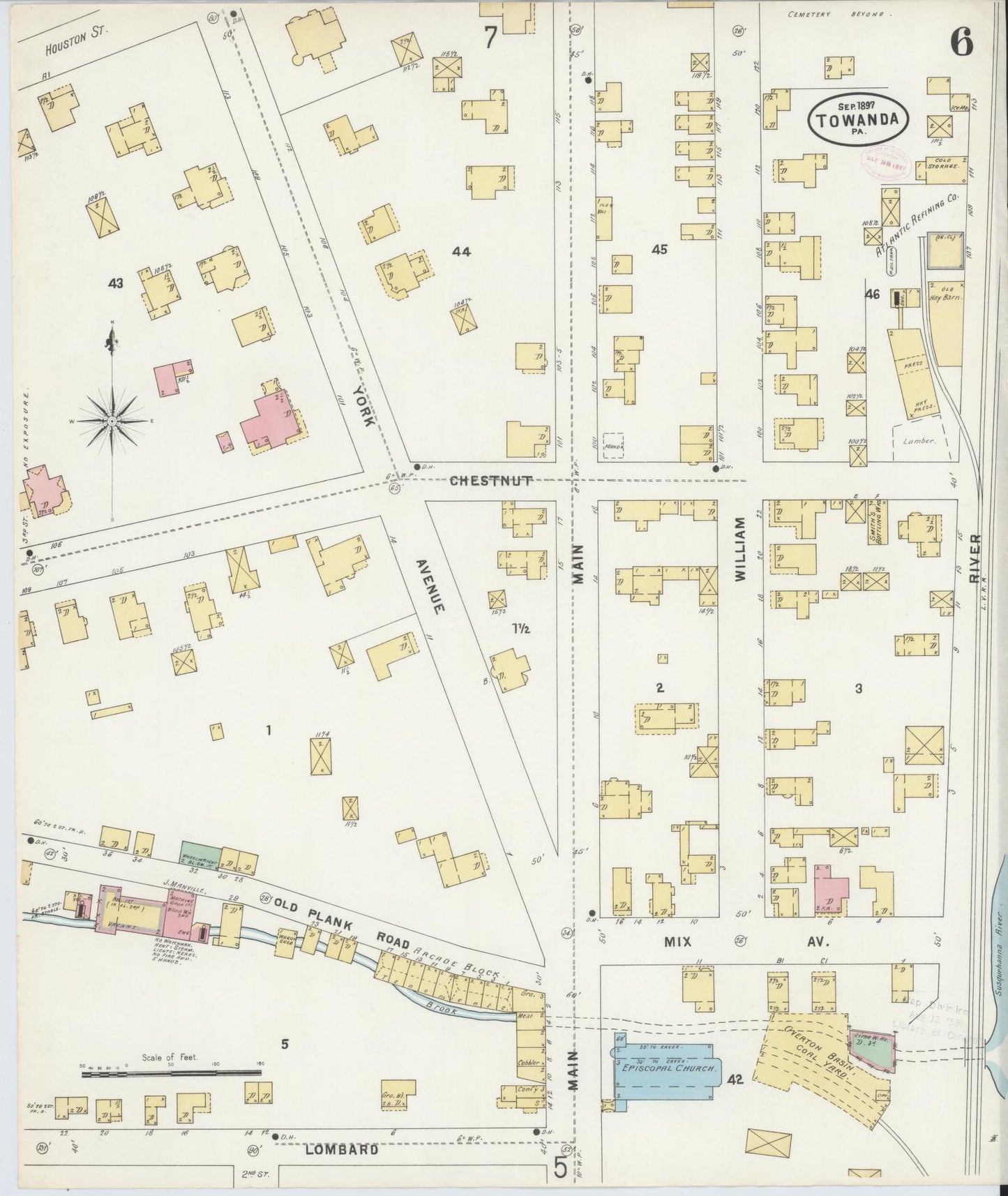 Sanborn Fire Insurance Map from Towanda, Bradford County, Pennsylvania (1897), Sheet #0006 - Complete Map Set gallery image, historic Sanborn map, vintage wall art, Pennsylvania Pennsylvania