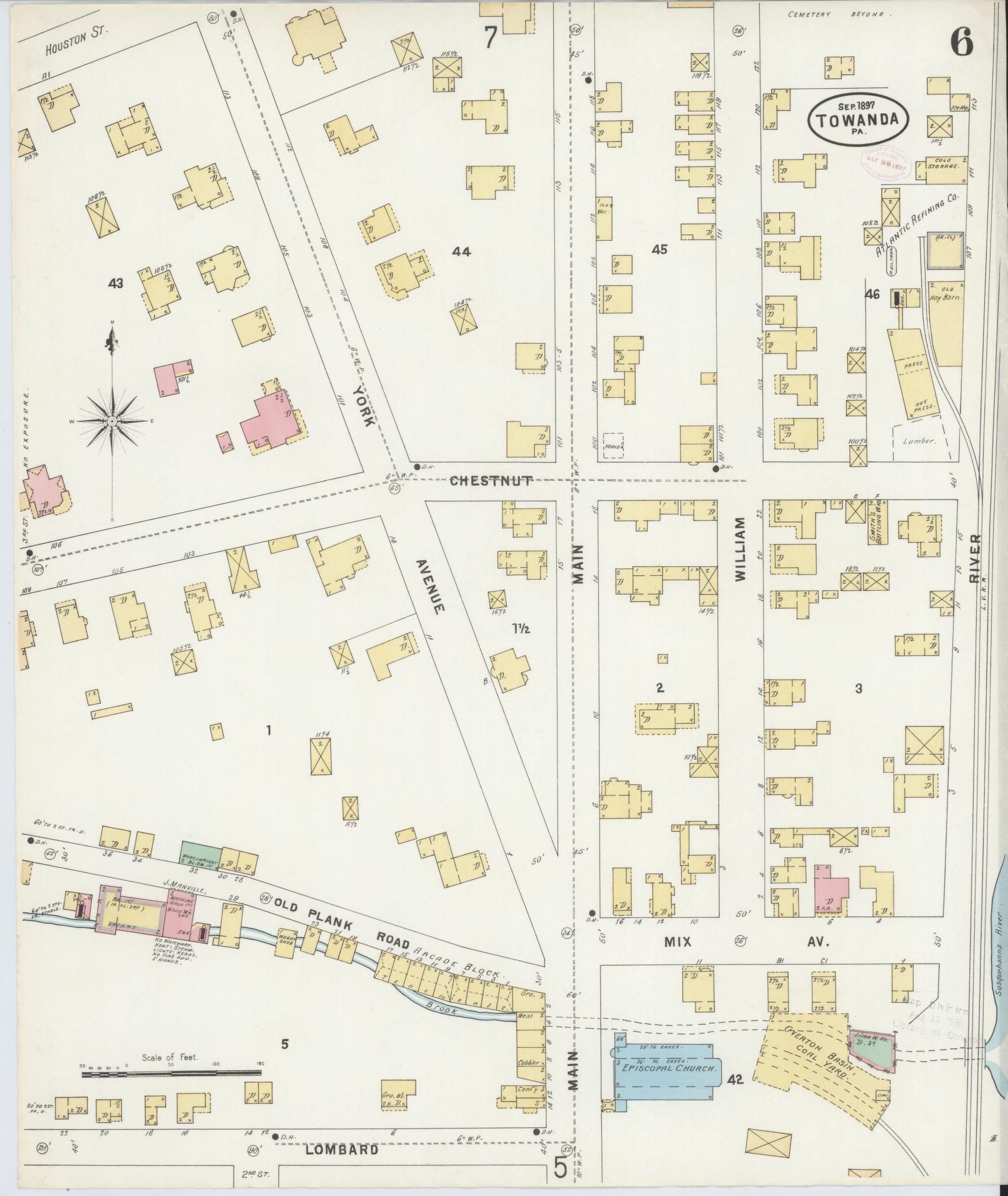 Sanborn Fire Insurance Map from Towanda, Bradford County, Pennsylvania (1897), Sheet #0006 - Complete Map Set gallery image, historic Sanborn map, vintage wall art, Pennsylvania Pennsylvania