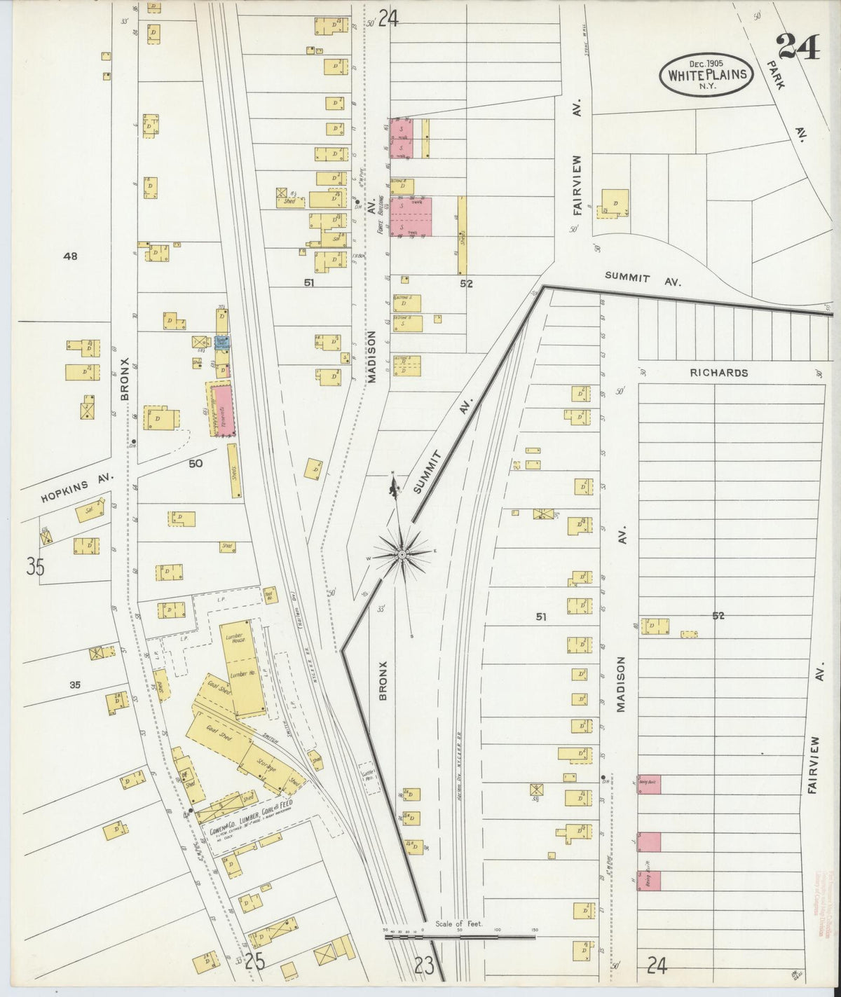 Sanborn Fire Insurance Map from White Plains, Westchester County, New York (1905), Sheet #0024 - Complete Map Set gallery image, historic Sanborn map, vintage wall art, New York New York