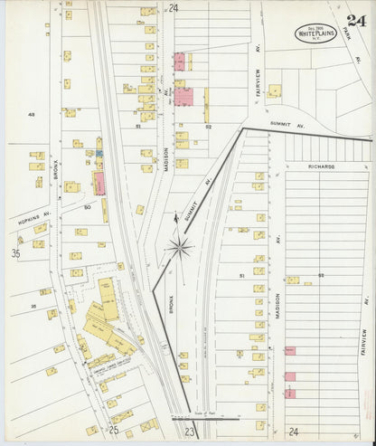 Sanborn Fire Insurance Map from White Plains, Westchester County, New York (1905), Sheet #0024 - Complete Map Set gallery image, historic Sanborn map, vintage wall art, New York New York
