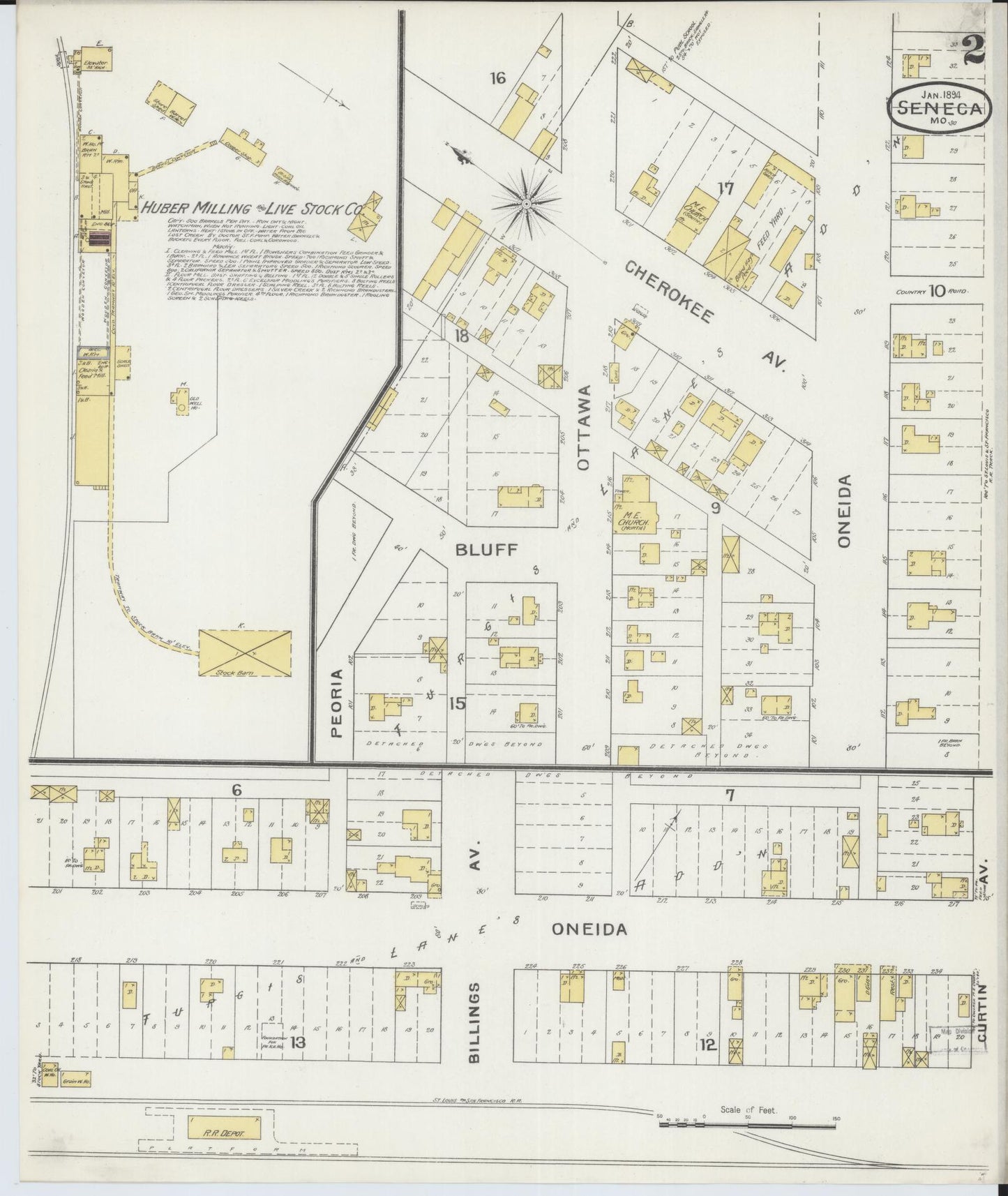 Sanborn Fire Insurance Map from Seneca, Newton County, Missouri (1894), Sheet #0002 - Historic Sanborn Fire Insurance Map Print, vintage old map wall art, antique decor, genealogy gift, Missouri Missouri map