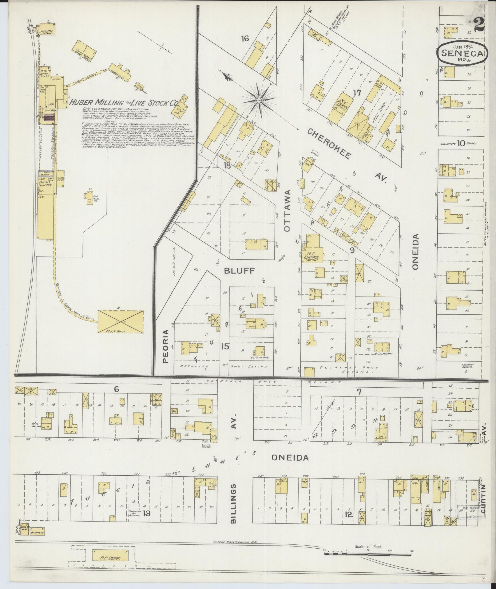 Sanborn Fire Insurance Map from Seneca, Newton County, Missouri (1894), Sheet #0002 - Historic Sanborn Fire Insurance Map Print, vintage old map wall art, antique decor, genealogy gift, Missouri Missouri map