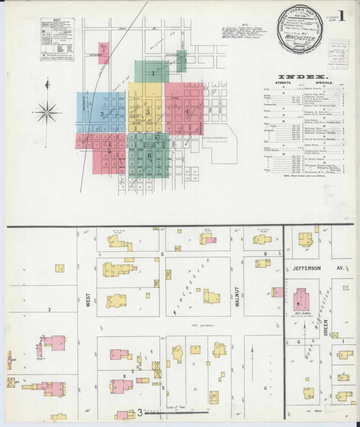 Sanborn Fire Insurance Map from Winchester, Scott County, Illinois (1900), Sheet #0001 - Historic Sanborn Fire Insurance Map Print, vintage old map wall art, antique decor, genealogy gift, Illinois Illinois map