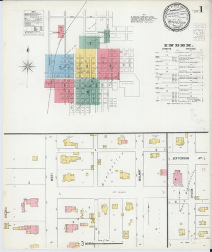 Sanborn Fire Insurance Map from Winchester, Scott County, Illinois (1900), Sheet #0001 - Historic Sanborn Fire Insurance Map Print, vintage old map wall art, antique decor, genealogy gift, Illinois Illinois map
