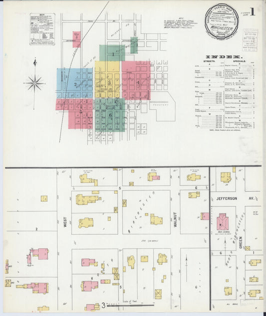 Sanborn Fire Insurance Map from Winchester, Scott County, Illinois (1900), Sheet #0001 - Historic Sanborn Fire Insurance Map Print, vintage old map wall art, antique decor, genealogy gift, Illinois Illinois map