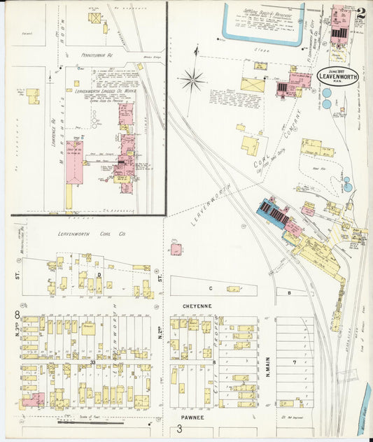 Sanborn Fire Insurance Map from Leavenworth, Leavenworth County, Kansas (1897), Sheet #0003 - Historic Sanborn Fire Insurance Map Print, vintage old map wall art, antique decor, genealogy gift, Kansas Kansas map