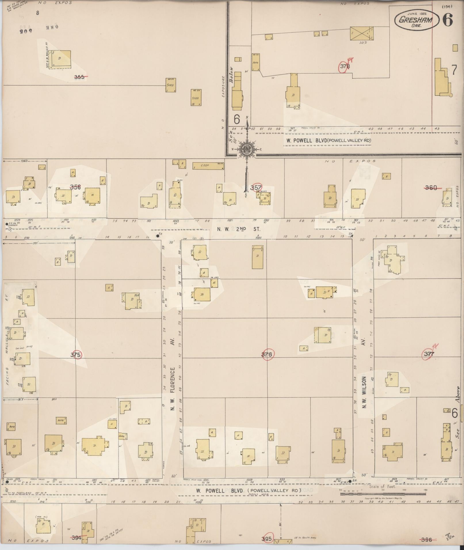 Sanborn Fire Insurance Map from Gresham, Multnomah County, Oregon (1941), Sheet #0006 - Complete Map Set gallery image, historic Sanborn map, vintage wall art, Oregon Oregon