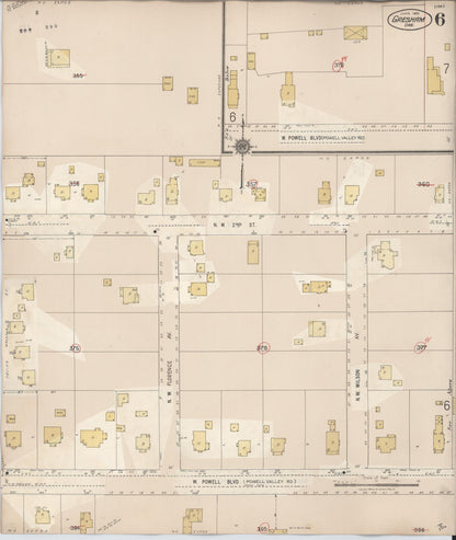 Sanborn Fire Insurance Map from Gresham, Multnomah County, Oregon (1941), Sheet #0006 - Complete Map Set gallery image, historic Sanborn map, vintage wall art, Oregon Oregon
