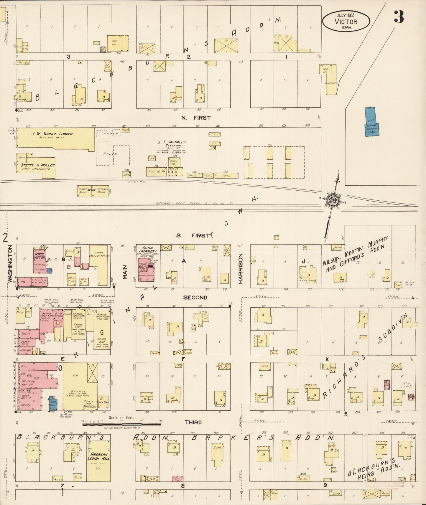 Sanborn Fire Insurance Map from Victor, Iowa County, Iowa (1922), Sheet #0003 - Historic Sanborn Fire Insurance Map Print