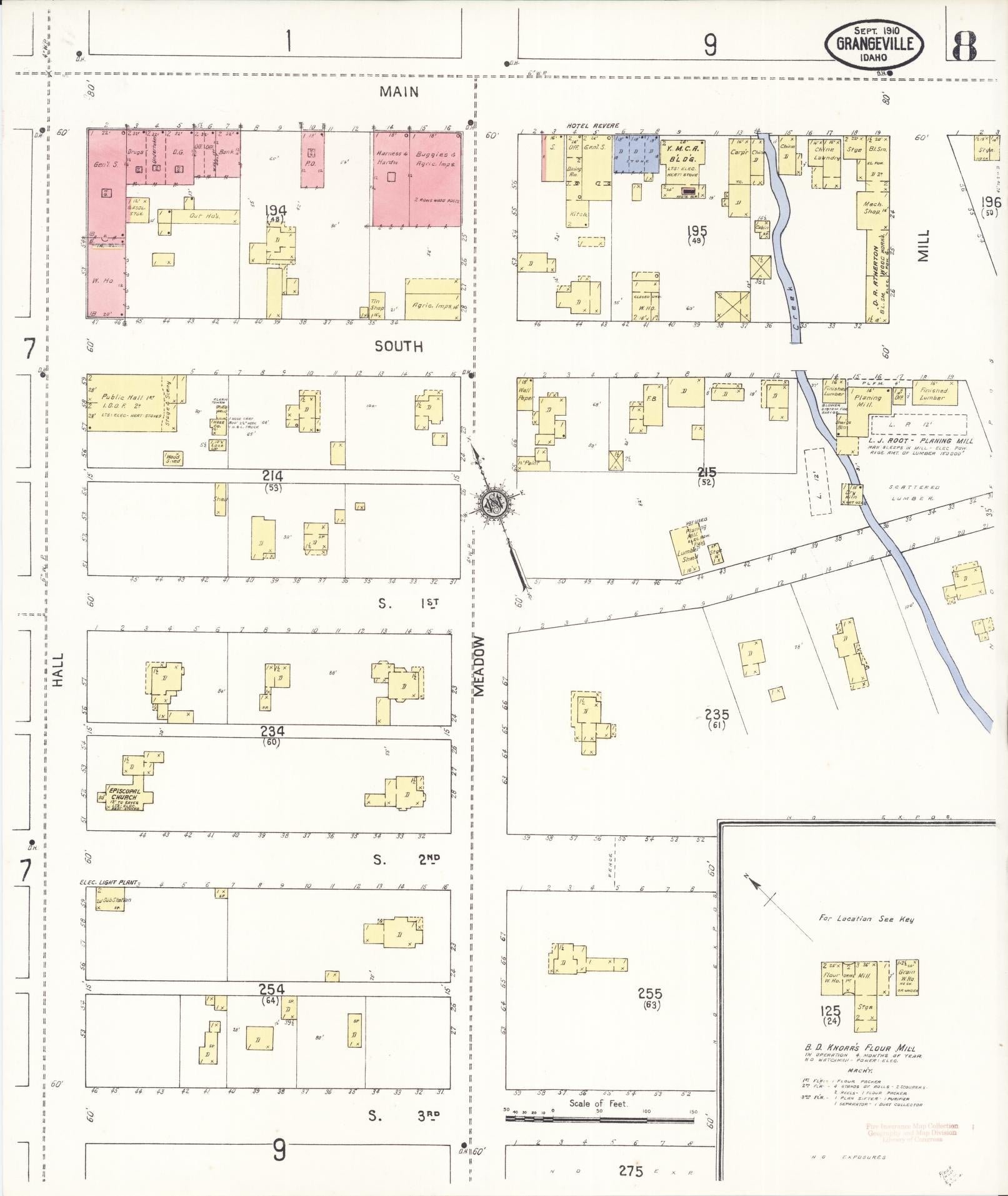 Sanborn Fire Insurance Map from Grangeville, Idaho County, Idaho (1910), Sheet #0008 - Complete Map Set gallery image, historic Sanborn map, vintage wall art, Grangeville Idaho