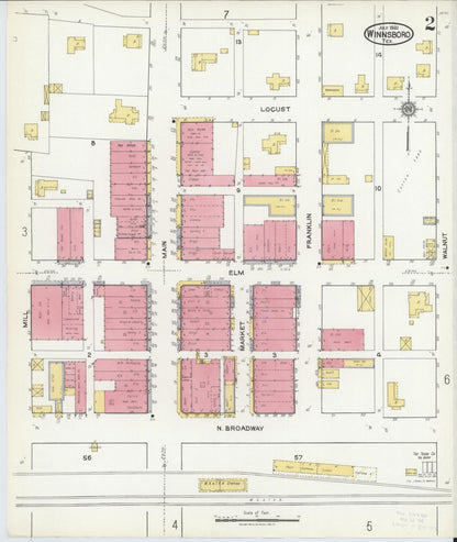 Sanborn Fire Insurance Map from Winnsboro, Wood County, Texas (1921), Sheet #0002 - Complete Map Set gallery image, historic Sanborn map, vintage wall art, Texas Texas