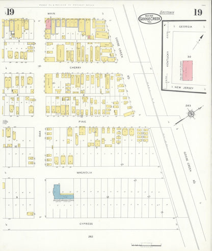 Sanborn Fire Insurance Map from Goose Creek, Harris County, Texas (1931), Sheet #0019 - Complete Map Set gallery image, historic Sanborn map, vintage wall art, Texas Texas