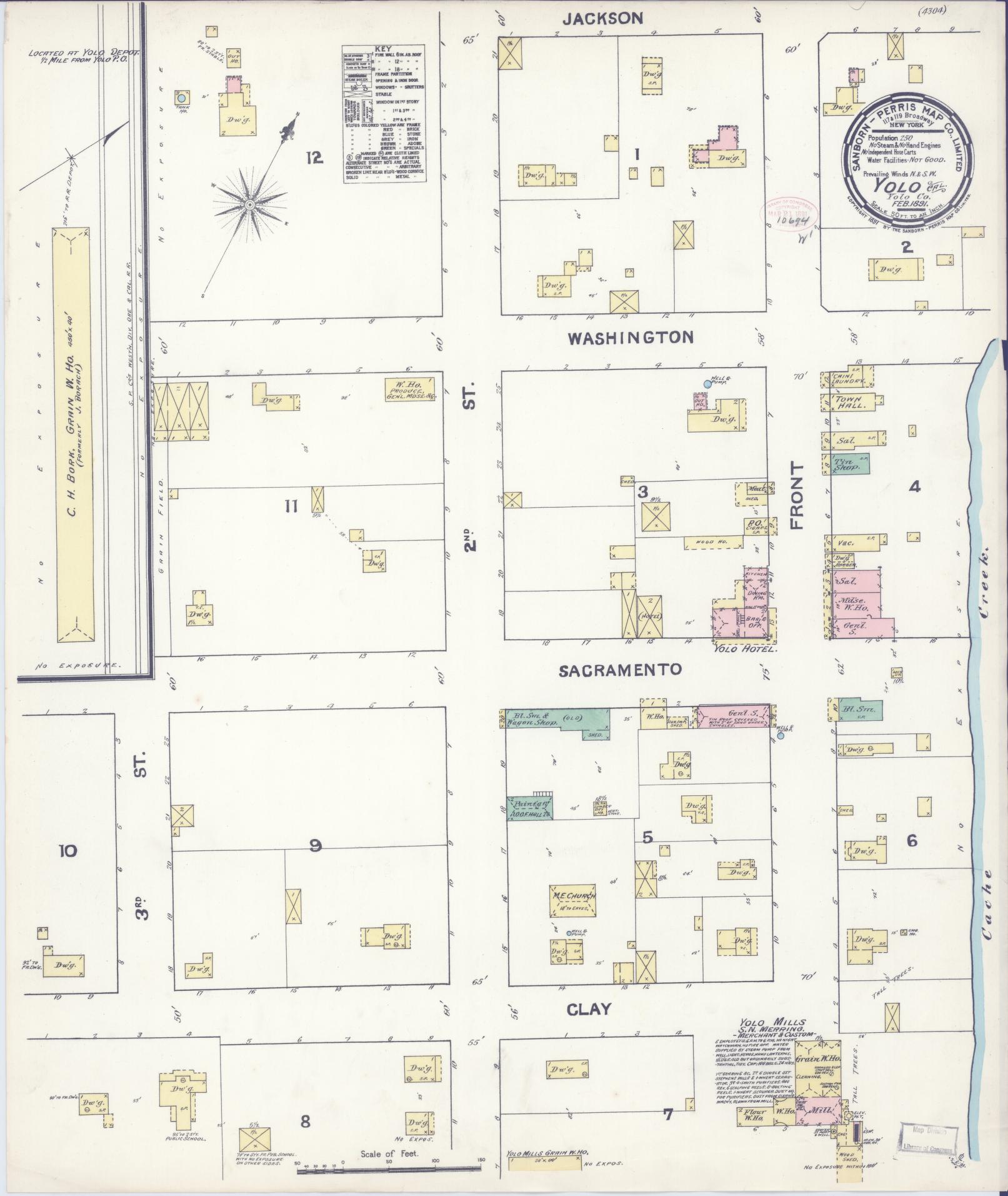 Sanborn Fire Insurance Map from Yolo, Yolo County, California. (1891) – Historic Sanborn Fire Insurance Map Print