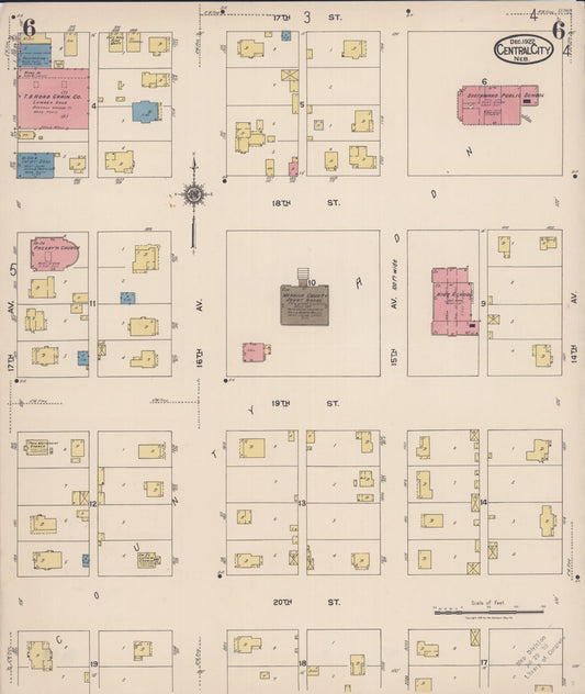 Sanborn Fire Insurance Map from Central City, Merrick County, Nebraska (1922), Sheet #0006 - Historic Sanborn Fire Insurance Map Print, vintage old map wall art, antique decor, genealogy gift, Nebraska Nebraska map