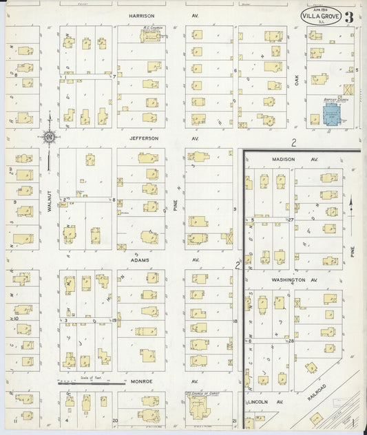 Sanborn Fire Insurance Map from Villa Grove, Douglas County, Illinois (1914), Sheet #0003 - Historic Sanborn Fire Insurance Map Print, vintage old map wall art, antique decor, genealogy gift, Illinois Illinois map
