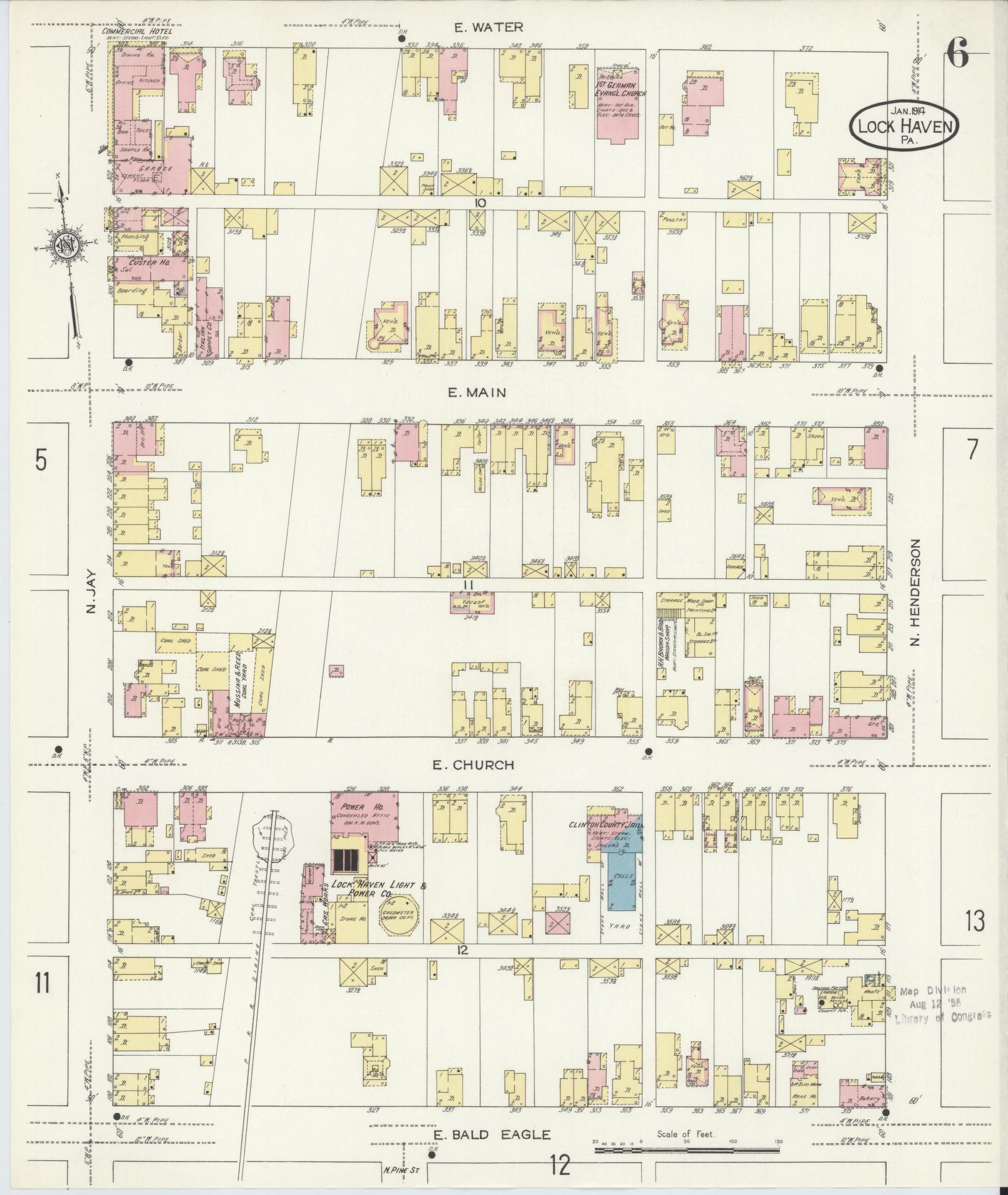 Sanborn Fire Insurance Map from Lock Haven, Clinton County, Pennsylvania (1914), Sheet #0006 - Complete Map Set gallery image, historic Sanborn map, vintage wall art, Pennsylvania Pennsylvania