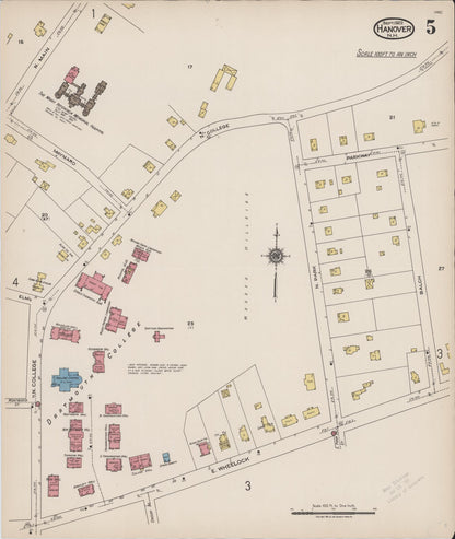 Sanborn Fire Insurance Map from Hanover, Grafton County, New Hampshire (1922), Sheet #0005 - Complete Map Set gallery image, historic Sanborn map, vintage wall art, New Hampshire New Hampshire