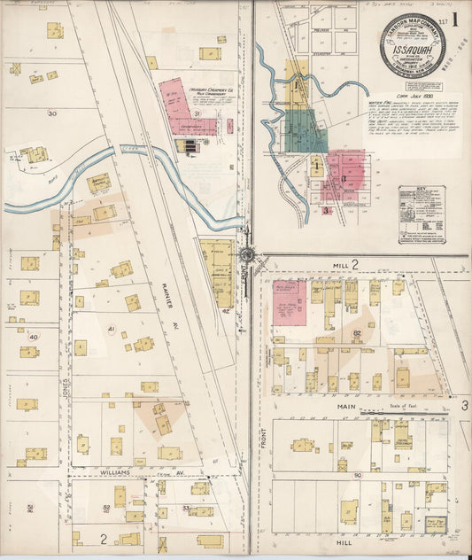 Sanborn Fire Insurance Map from Issaquah, King County, Washington (1930), Sheet #0001 - Complete Map Set gallery image, historic Sanborn map, vintage wall art, Washington Washington