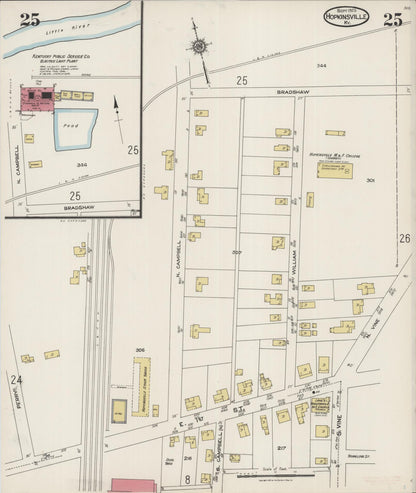 Sanborn Fire Insurance Map from Hopkinsville, Christian County, Kentucky (1923), Sheet #0025 - Complete Map Set gallery image, historic Sanborn map, vintage wall art, Kentucky Kentucky