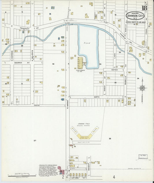 Sanborn Fire Insurance Map from Johnson City, Broome County, New York (1918), Sheet #0018 - Historic Sanborn Fire Insurance Map Print, vintage old map wall art, antique decor, genealogy gift, New York New York map