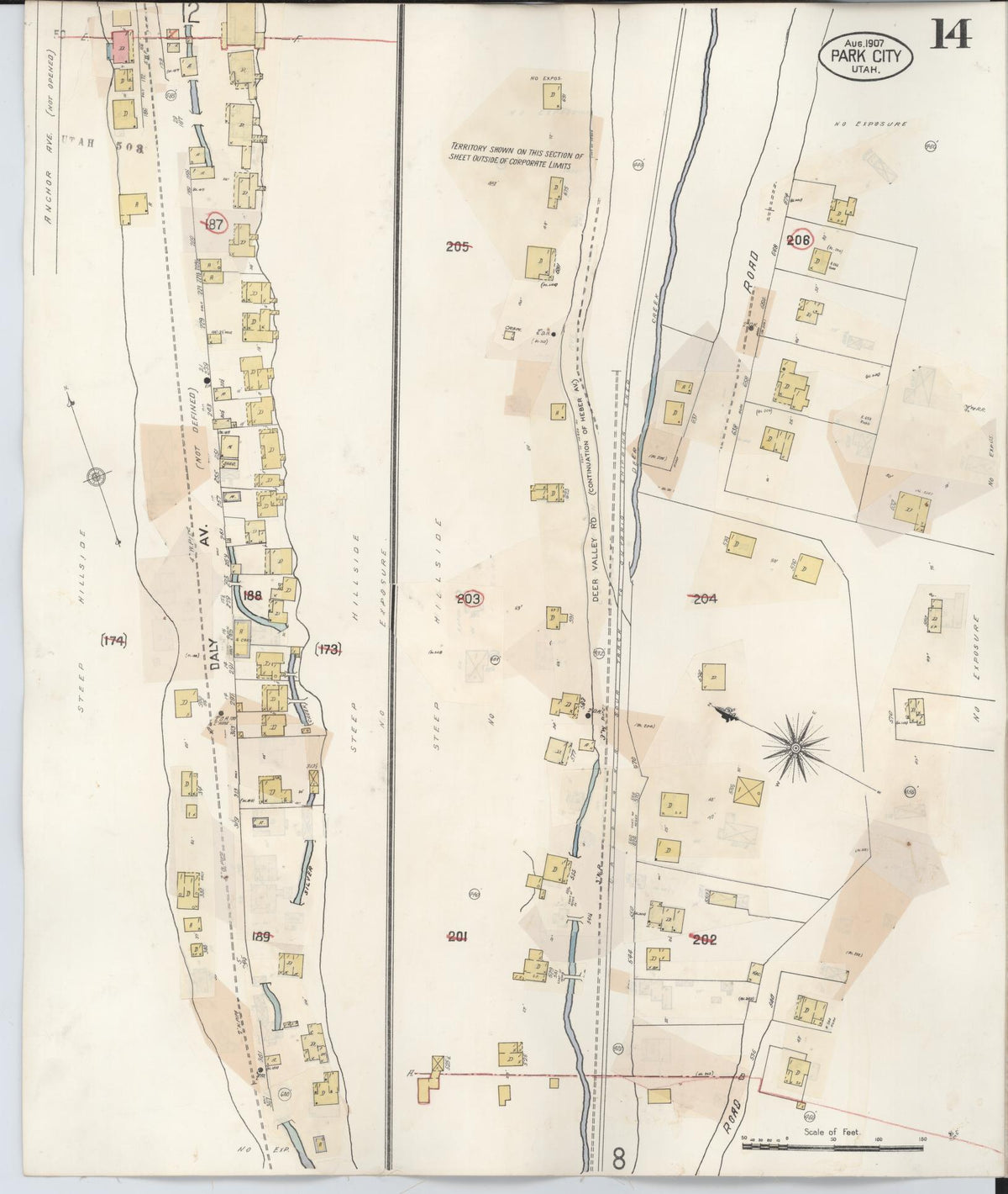 Sanborn Fire Insurance Map from Park City, Summit County, Utah (1940), Sheet #0014 - Historic Sanborn Fire Insurance Map Print, vintage old map wall art, antique decor, genealogy gift, Utah Utah map