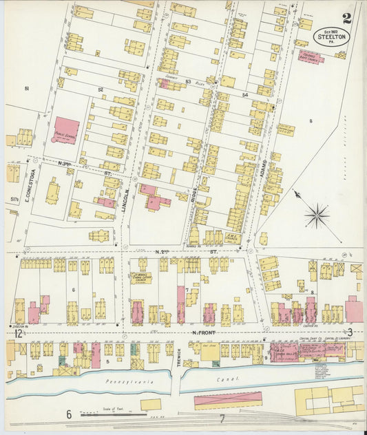 Sanborn Fire Insurance Map from Steelton, Dauphin County, Pennsylvania (1902), Sheet #0002 - Historic Sanborn Fire Insurance Map Print, vintage old map wall art, antique decor, genealogy gift, Pennsylvania Pennsylvania map