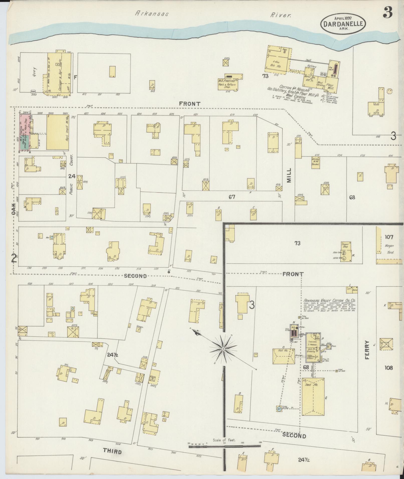 Sanborn Fire Insurance Map from Dardanelle, Yell County, Arkansas (1897), Sheet #0003 - Historic Sanborn Fire Insurance Map Print, vintage old map wall art, antique decor, genealogy gift, Arkansas Arkansas map