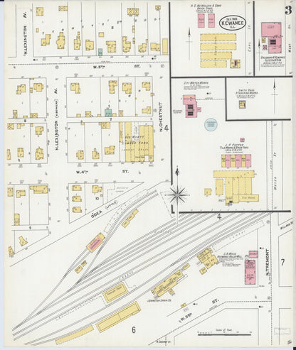 Sanborn Fire Insurance Map from Kewanee, Henry County, Illinois (1905), Sheet #0003 - Complete Map Set gallery image, historic Sanborn map, vintage wall art, Illinois Illinois