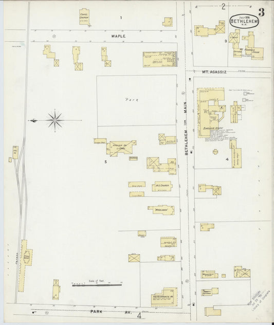 Sanborn Fire Insurance Map from Bethlehem, Grafton County, New Hampshire (1896), Sheet #0003 - Historic Sanborn Fire Insurance Map Print, vintage old map wall art, antique decor, genealogy gift, New Hampshire New Hampshire map
