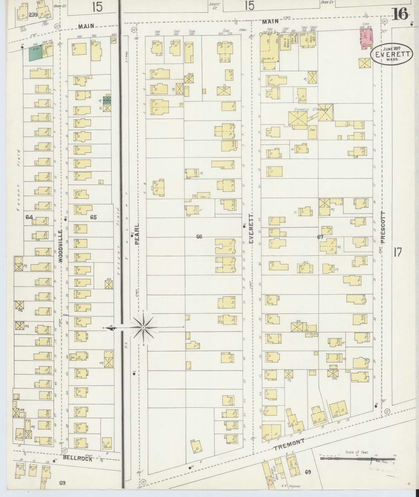 Sanborn Fire Insurance Map from Everett, Middlesex County, Massachusetts (1897), Sheet #0016 - Complete Map Set gallery image, historic Sanborn map, vintage wall art, Massachusetts Massachusetts