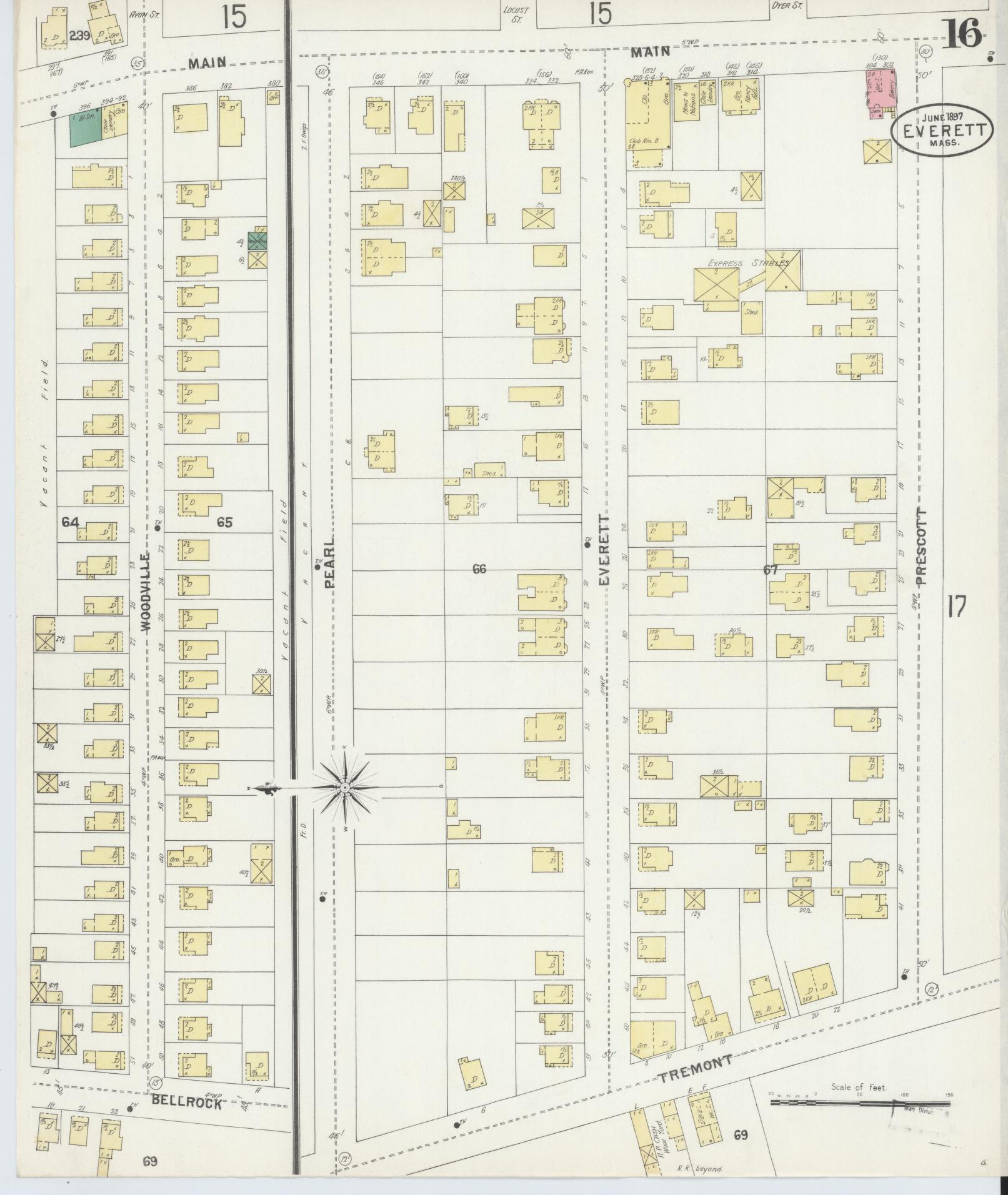 Sanborn Fire Insurance Map from Everett, Middlesex County, Massachusetts (1897), Sheet #0016 - Complete Map Set gallery image, historic Sanborn map, vintage wall art, Massachusetts Massachusetts