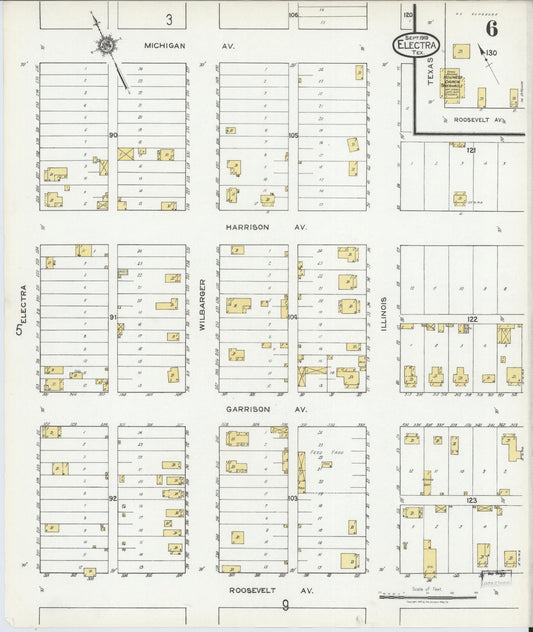 Sanborn Fire Insurance Map from Electra, Wichita County, Texas (1919), Sheet #0006 - Historic Sanborn Fire Insurance Map Print, vintage old map wall art, antique decor, genealogy gift, Texas Texas map