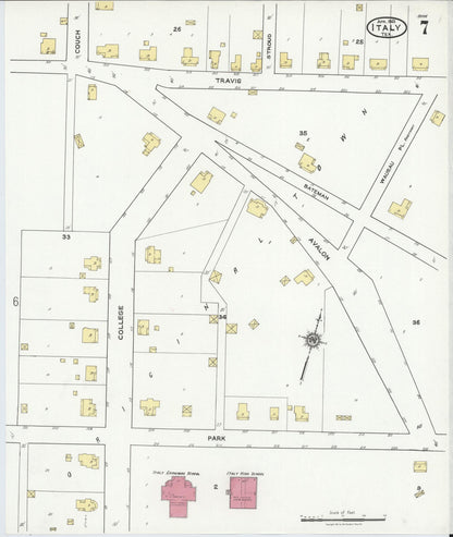 Sanborn Fire Insurance Map from Italy, Ellis County, Texas (1921), Sheet #0007 - Complete Map Set gallery image, historic Sanborn map, vintage wall art, Texas Texas