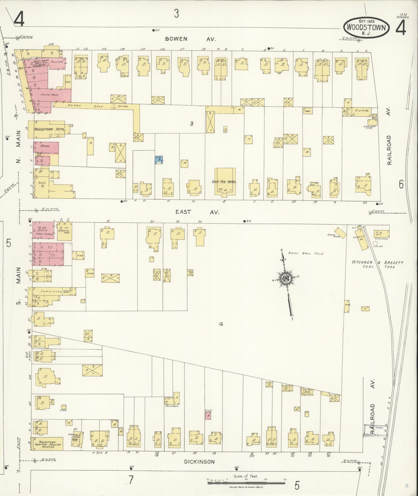 Sanborn Fire Insurance Map from Woodstown, Salem County, New Jersey (1923), Sheet #0004 - Complete Map Set gallery image, historic Sanborn map, vintage wall art, New Jersey New Jersey
