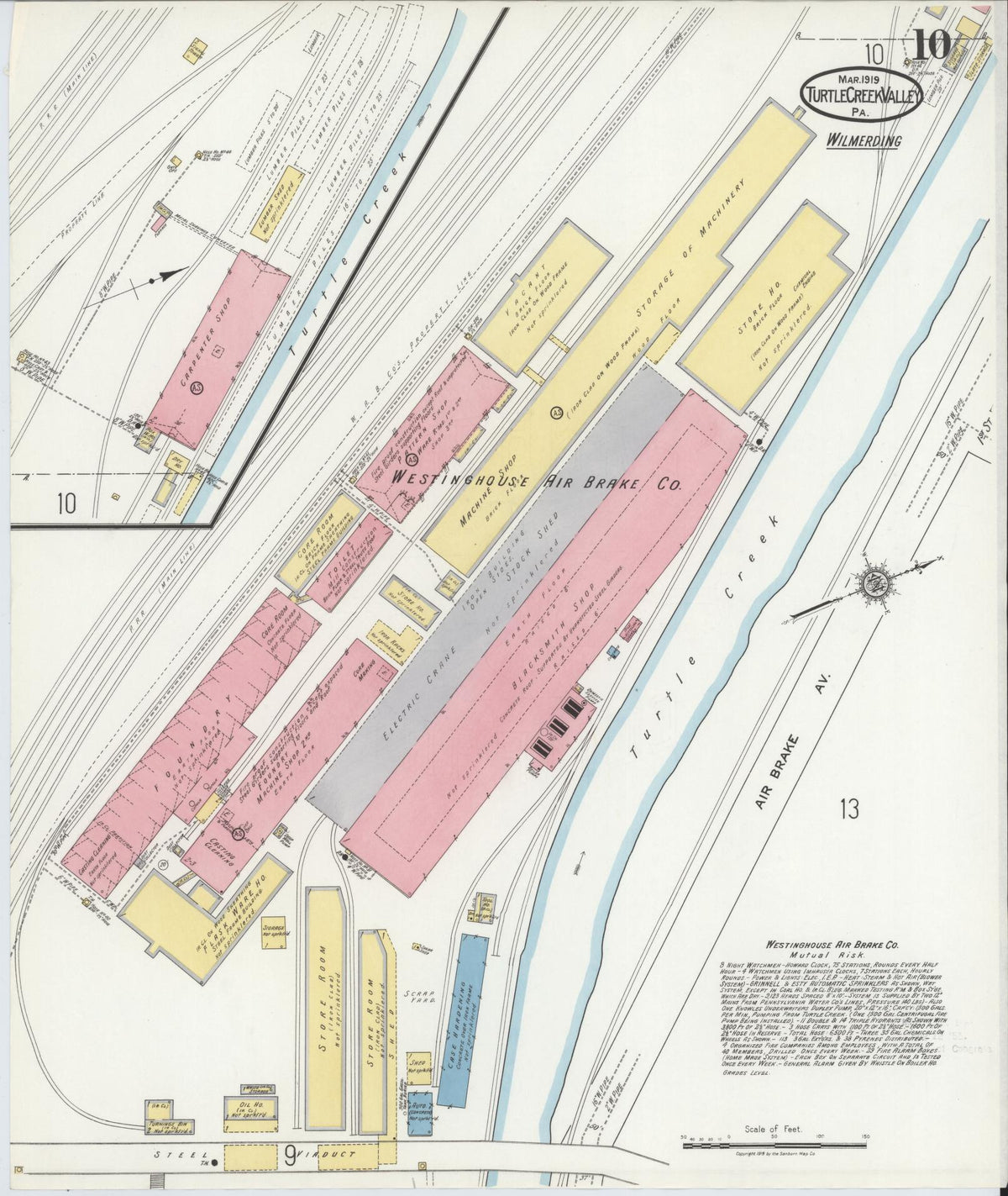 Sanborn Fire Insurance Map from Turtle Creek Valley, Allegheny County, Pennsylvania (1919), Sheet #0010 - Historic Sanborn Fire Insurance Map Print, vintage old map wall art, antique decor, genealogy gift, Pennsylvania Pennsylvania map